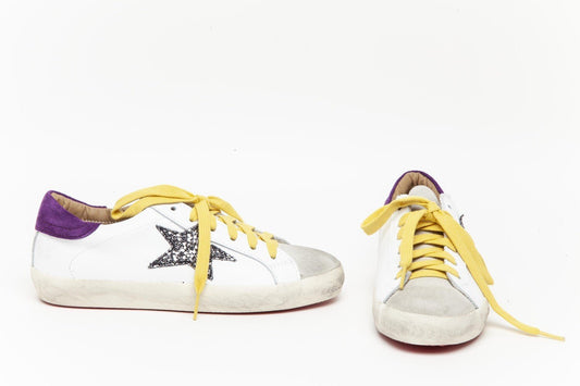 Sneakers in nappa bianca e stella glitter. - TreemmeCreazioni