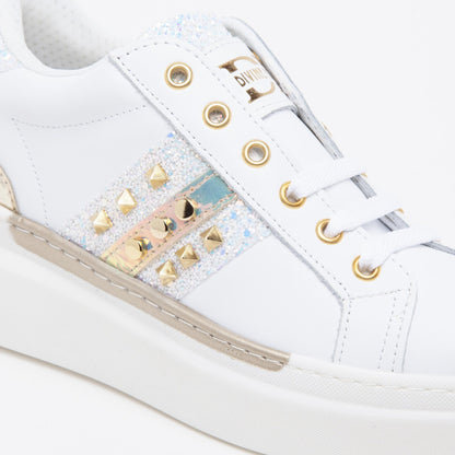 Sneakers in nappa bianco e glitter. - TreemmeCreazioni