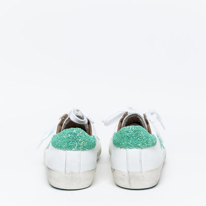 Sneakers in nappa con stella glitter verde menta. - TreemmeCreazioni