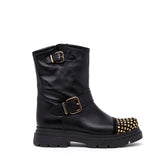 Stivaletto Biker in nappa con borchie.
