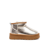 Laminated eco fur boot.